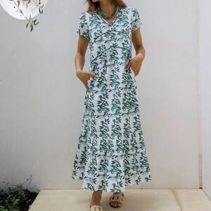 Ex Voto Green Floral Maxi Dress